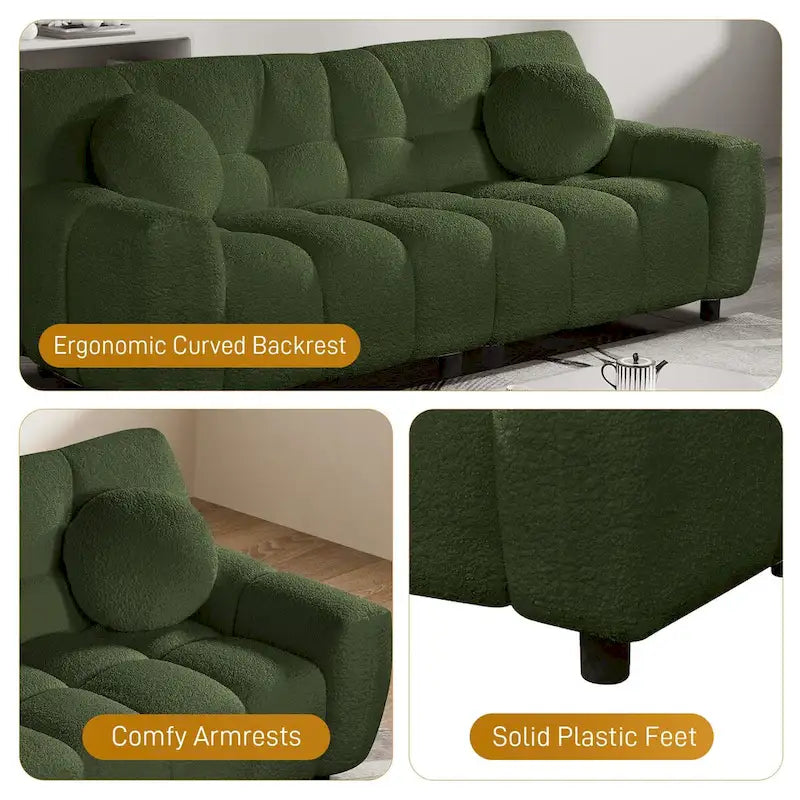 Boucle Cloud Sofa with Deep Seat & Tufted Cushions