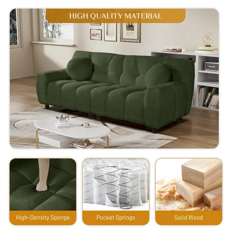 Boucle Cloud Sofa with Deep Seat & Tufted Cushions
