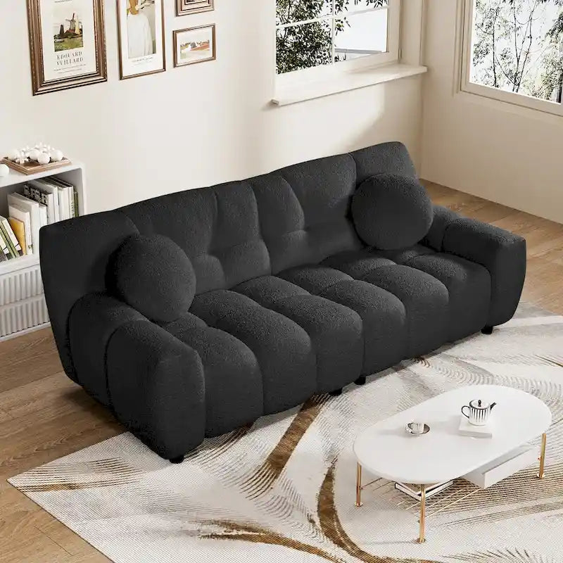 Boucle Cloud Sofa with Deep Seat & Tufted Cushions