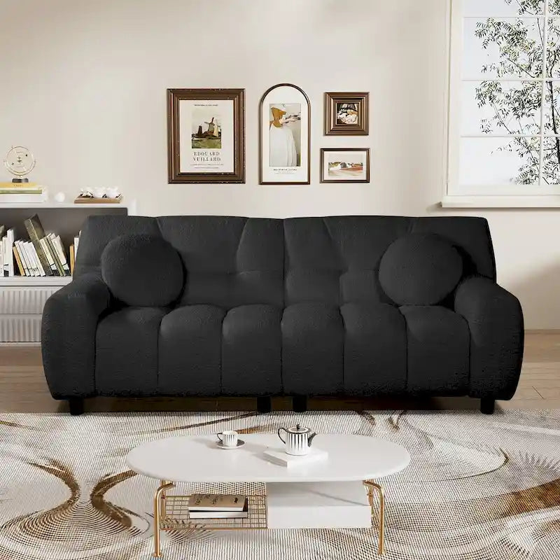 Boucle Cloud Sofa with Deep Seat & Tufted Cushions