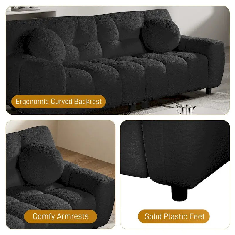 Boucle Cloud Sofa with Deep Seat & Tufted Cushions