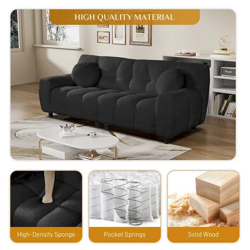 Boucle Cloud Sofa with Deep Seat & Tufted Cushions