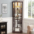 Lighted Corner Curio Cabinet with Glass Doors & Adjustable Shelves
