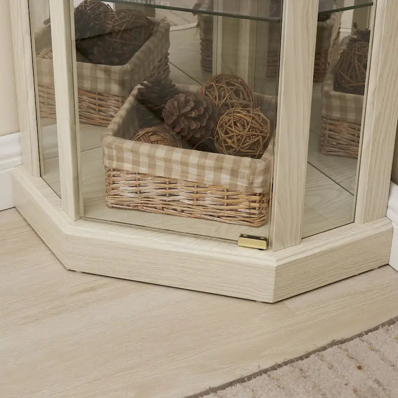 Lighted Corner Curio Cabinet with Glass Doors & Adjustable Shelves