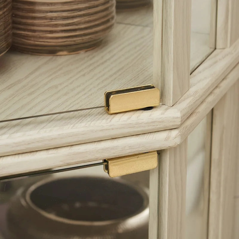 Lighted Corner Curio Cabinet with Glass Doors & Adjustable Shelves