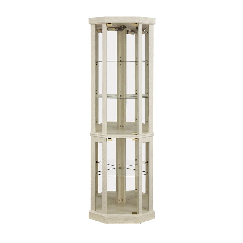 Lighted Corner Curio Cabinet with Glass Doors & Adjustable Shelves