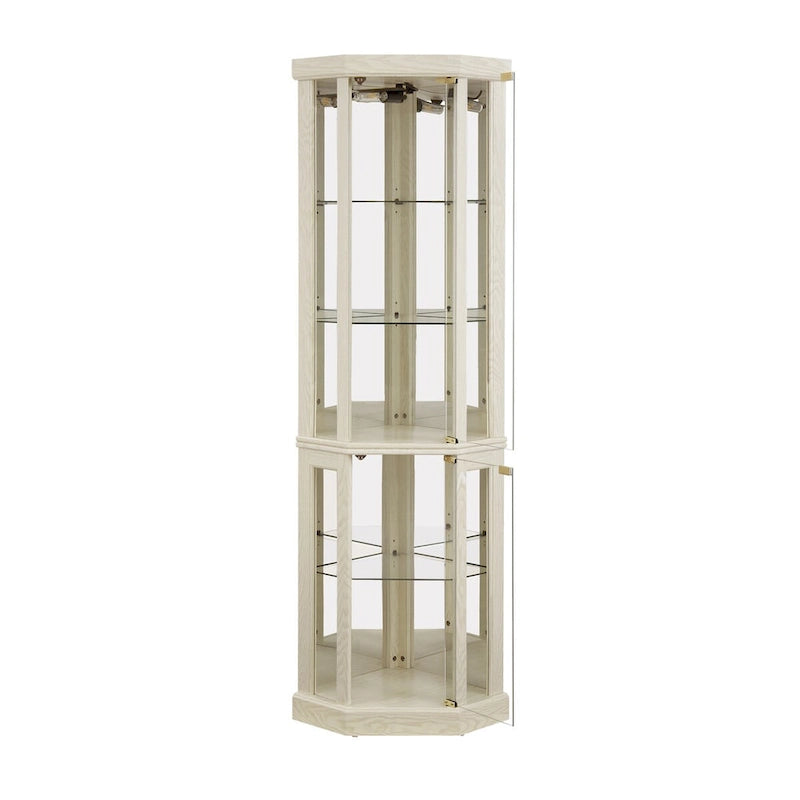 Lighted Corner Curio Cabinet with Glass Doors & Adjustable Shelves