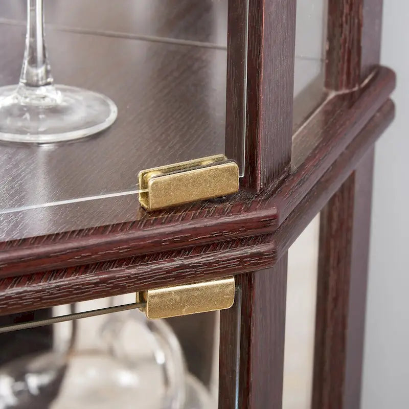 Lighted Corner Curio Cabinet with Glass Doors & Adjustable Shelves