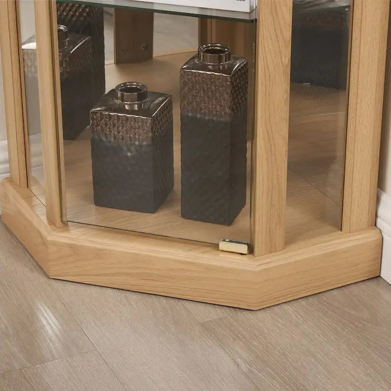 Lighted Corner Curio Cabinet with Glass Doors & Adjustable Shelves