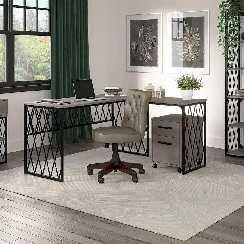 60" Industrial Writing Desk with Metal Frame