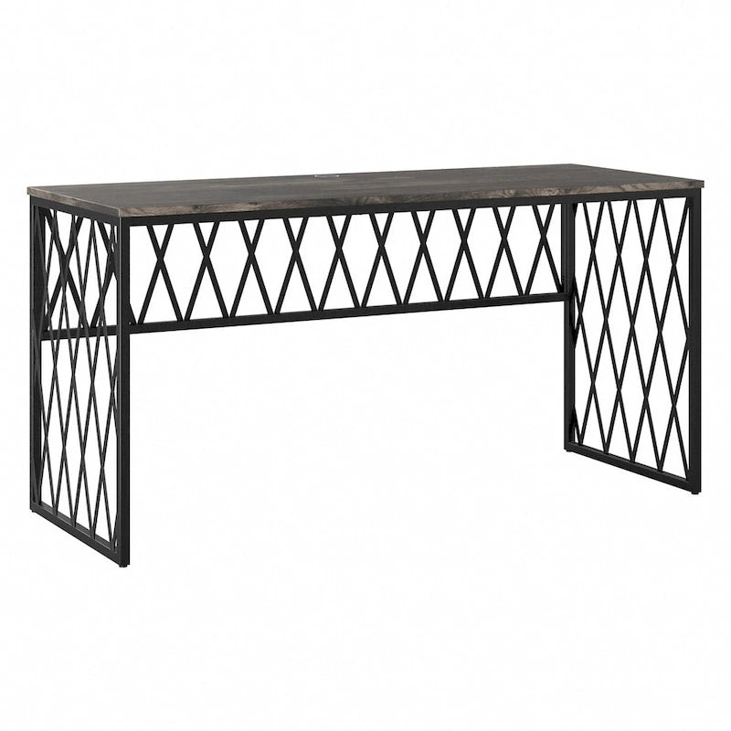 60" Industrial Writing Desk with Metal Frame