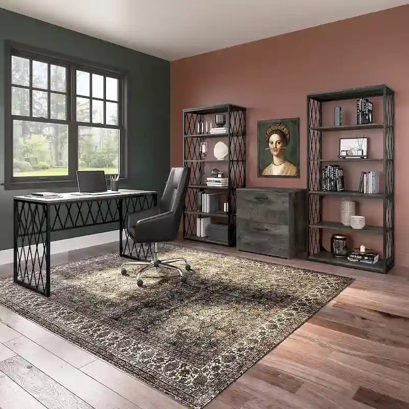 60" Industrial Writing Desk with Metal Frame