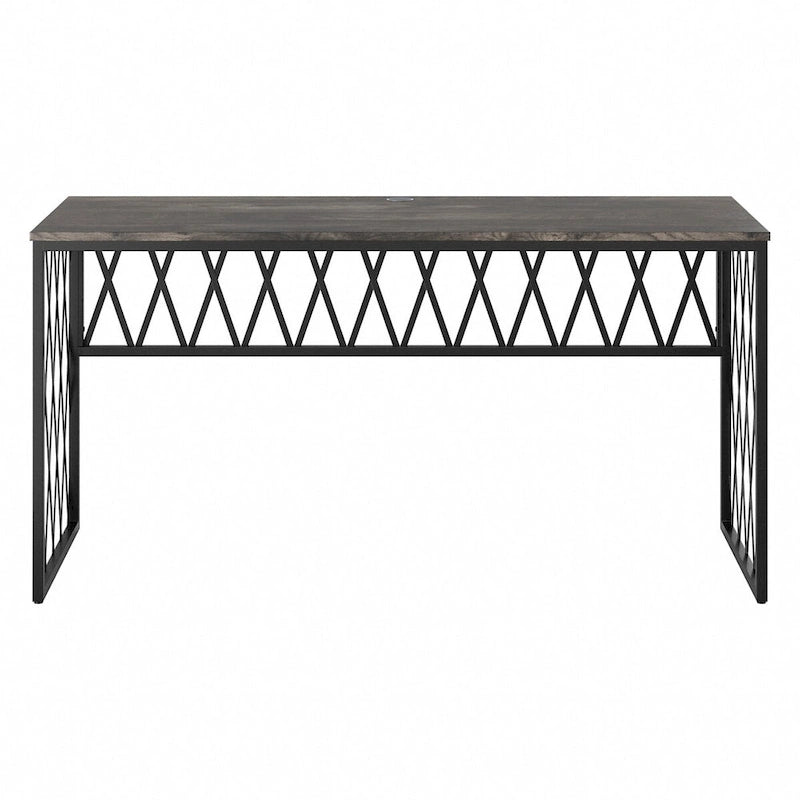 60" Industrial Writing Desk with Metal Frame