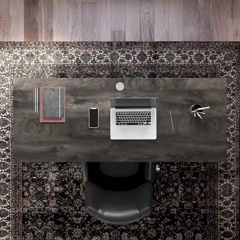 60" Industrial Writing Desk with Metal Frame